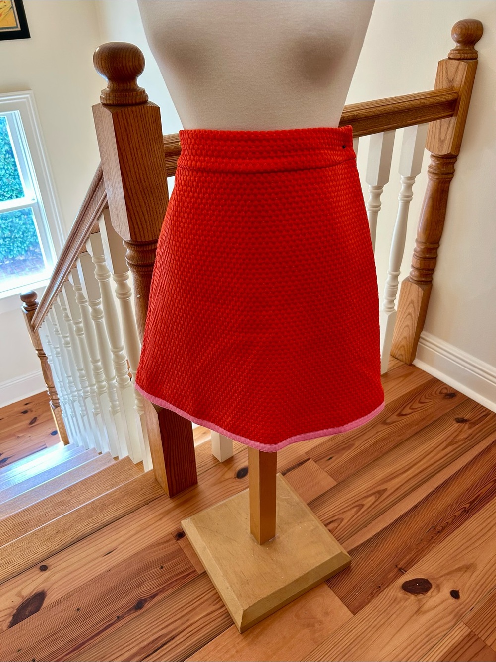 Coral J. Crew Knit A-Line Skirt with Pink Trim Worn Once Size 12